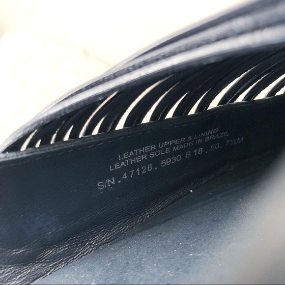 NEW Tory Burch Sienna Navy Blue Woven Pointed Toe Mules Flats Size 7.5 - Picture 7 of 9